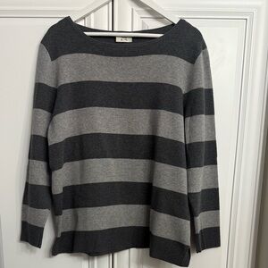 Bleu Gray Women's Size XL Boat Neck Long Sleeve Light and Dark Grey Stripes